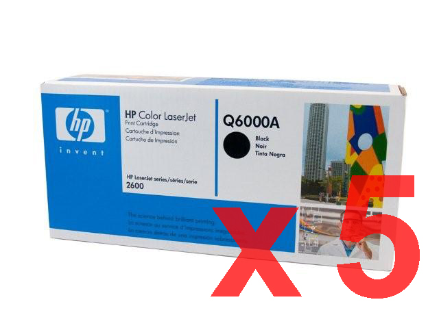 5 x Genuine HP Q6000A Black Toner Cartridge 124A