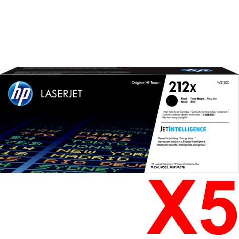 5 x Genuine HP W2120X Black Toner Cartridge 212X