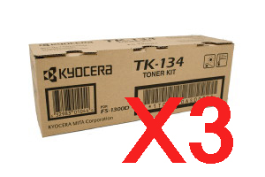 3 x Genuine Kyocera TK-134 Toner Cartridge FS-1300D FS-1028MFP