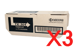 3 x Genuine Kyocera TK-364 Toner Cartridge FS-4020DN FS4020DN
