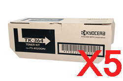 5 x Genuine Kyocera TK-364 Toner Cartridge FS-4020DN FS4020DN