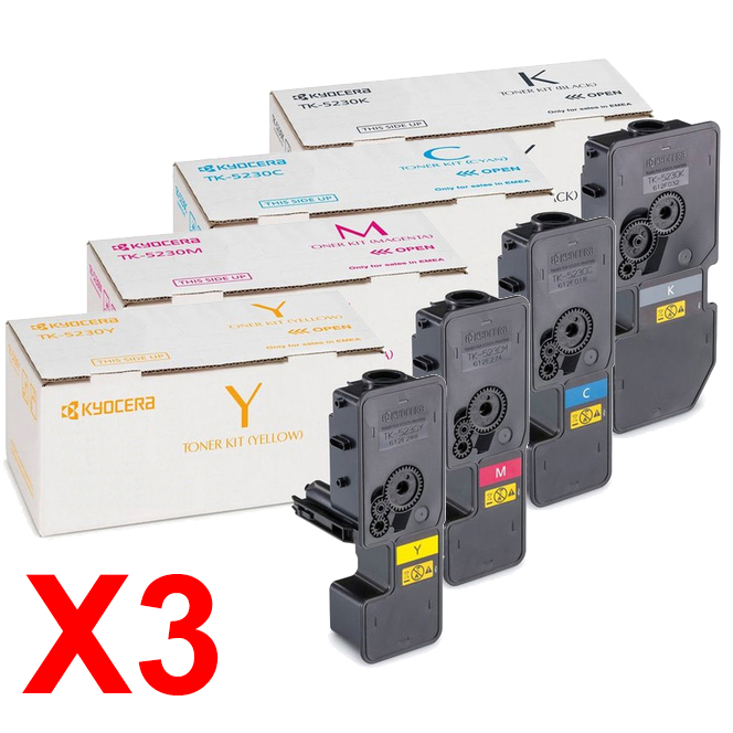 3 Lots of 4 Pack Genuine Kyocera TK-5224 Toner Cartridge Set P5021 M5521