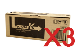 3 x Genuine Kyocera TK-584K Black Toner Cartridge FS-C5150DN