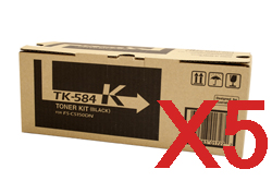 5 x Genuine Kyocera TK-584K Black Toner Cartridge FS-C5150DN