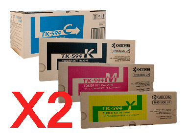 2 Lots of 4 Pack Genuine Kyocera TK-594 Toner Cartridge Set FS-C2026MFP FS-C2526MFP