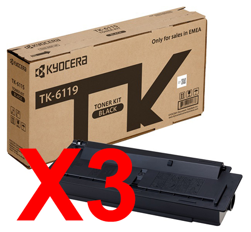 3 x Genuine Kyocera TK-6119 Toner Cartridge M4125 M4132