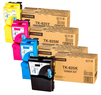 4 Pack Genuine Kyocera TK-825 Toner Cartridge Set KM-C2520 KM-C3225