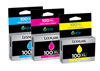 1 x Genuine Lexmark #100XL Cyan & Magenta & Yellow Ink Cartridge Tri Pack High Yield 14N1293