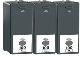 3 x Compatible Lexmark #100XL Black Ink Cartridge High Yield 14N1068A