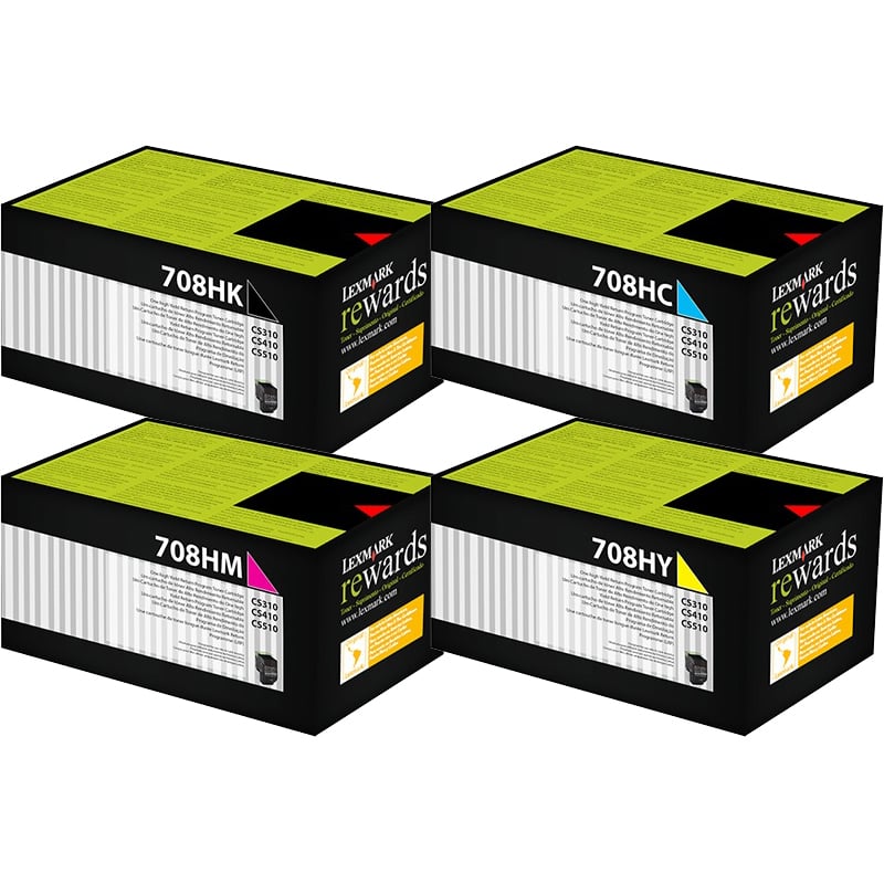 4 Pack Genuine Lexmark CS310 CS410 CS510 708HK/C/M/Y Toner Cartridge Set High Yield Return Program