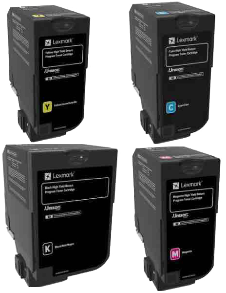 4 Pack Genuine Lexmark CS725 74C6HK/C/M/Y Toner Cartridge Set High Yield Return Program