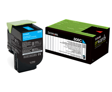 1 x Genuine Lexmark CX310 CX410 CX510 808C Cyan Toner Cartridge Return Program