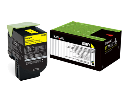 1 x Genuine Lexmark CX310 CX410 CX510 808Y Yellow Toner Cartridge Return Program