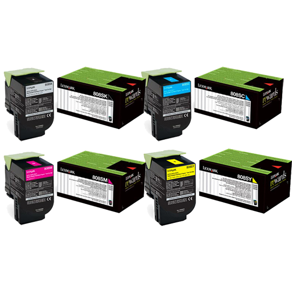 4 Pack Genuine Lexmark CX310 CX410 CX510 808K/C/M/Y Toner Cartridge Set Return Program