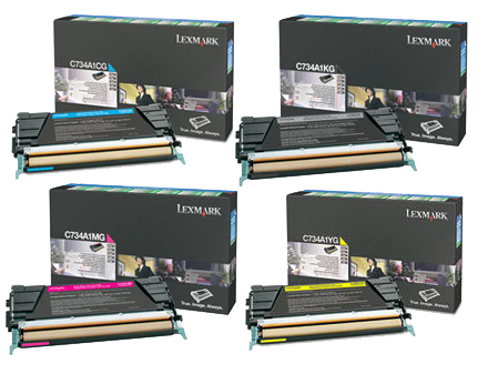 4 Pack Genuine Lexmark C734 C736 X734 X736 X738 Toner Cartridge Set Return Program