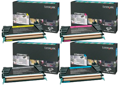 4 Pack Genuine Lexmark C736 X736 X738 Toner Cartridge Set High Yield Return Program