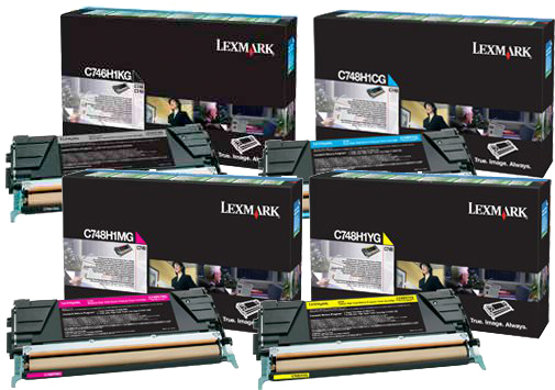 4 Pack Genuine Lexmark C748 Toner Cartridge Set High Yield Return Program