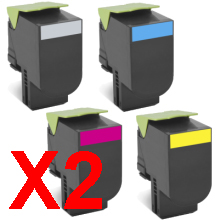 2 Lots of 4 Pack Compatible Lexmark CX410 CX510 808HK/C/M/Y Toner Cartridge Set High Yield 80C8HK0 80C8HC0 80C8HM0 80C8HY0