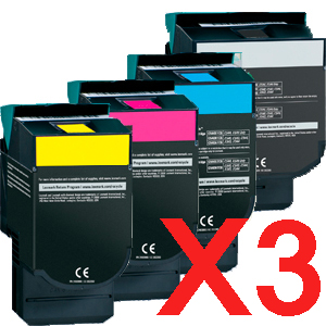 3 Lots of 4 Pack Compatible Lexmark C540 C543 C544 C546 X544 X546 Toner Cartridge Set High Yield C540H1KG C540H1CG C540H1MG C540H1YG