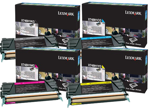 4 Pack Genuine Lexmark X748 Toner Cartridge Set High Yield Return Program