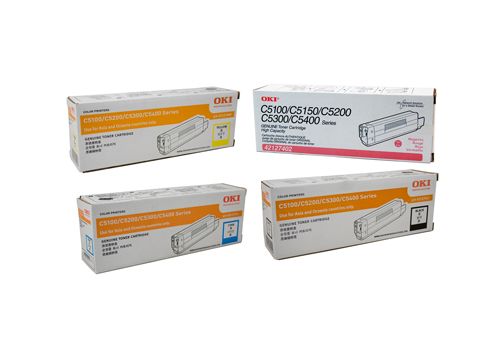 4 Pack Genuine OKI C5100 C5200 C5300 C5400 Toner Cartridge Set