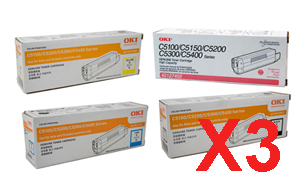 3 Lots of 4 Pack Genuine OKI C5100 C5200 C5300 C5400 Toner Cartridge Set