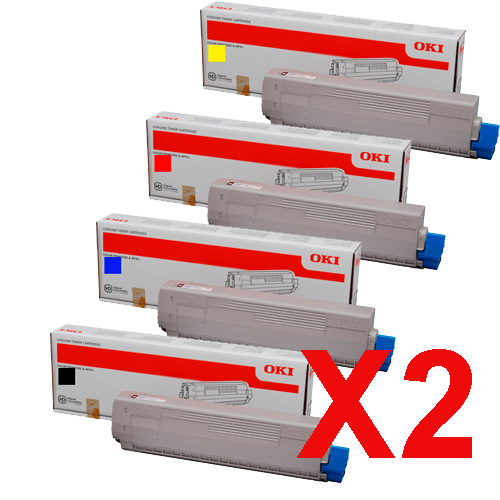2 Lots of 4 Pack Genuine OKI C5800 C5900 C5550 Toner Cartridge Set
