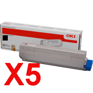 5 x Genuine OKI C5600 C5700 Black Toner Cartridge