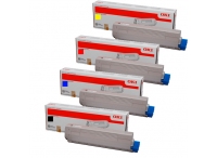 4 Pack Genuine OKI C910 Toner Cartridge Set