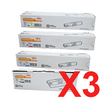 3 Lots of 4 Pack Genuine OKI C510 C530 MC561 Toner Cartridge Set