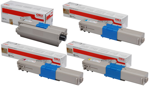 4 Pack Genuine OKI C301 C321 Toner Cartridge Set