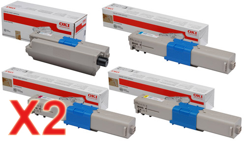 2 Lots of 4 Pack Genuine OKI C301 C321 Toner Cartridge Set