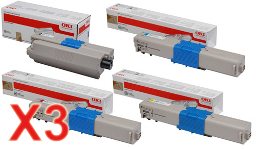 3 Lots of 4 Pack Genuine OKI C301 C321 Toner Cartridge Set