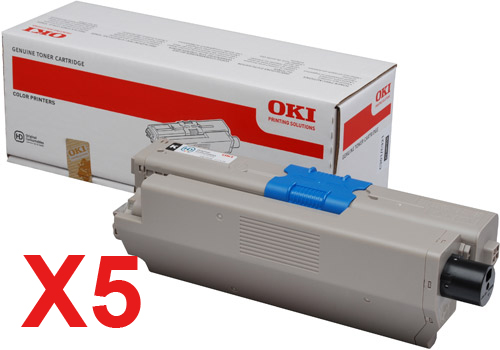 5 x Genuine OKI C301 C321 Black Toner Cartridge