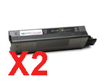 2 x Compatible OKI C5100 C5200 C5300 C5400 Black Toner Cartridge