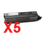 5 x Compatible OKI C5100 C5200 C5300 C5400 Black Toner Cartridge