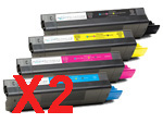 2 Lots of 4 Pack Compatible OKI C5250 C5450 C5510 C5540 Toner Cartridge Set