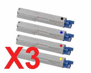 3 Lots of 4 Pack Compatible OKI C5800 C5900 C5550 Toner Cartridge Set