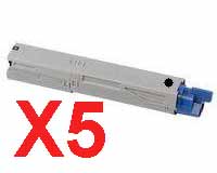 5 x Compatible OKI C5800 C5900 C5550 Black Toner Cartridge