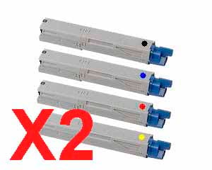 2 Lots of 4 Pack Compatible OKI C3520 C3530 Toner Cartridge Set