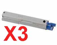 3 x Compatible OKI C3520 C3530 Black Toner Cartridge