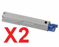 2 x Compatible OKI C3300 C3400 Black Toner Cartridge