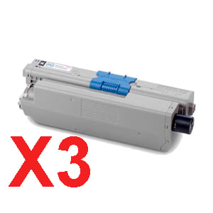 3 x Compatible OKI C301 C321 Black Toner Cartridge