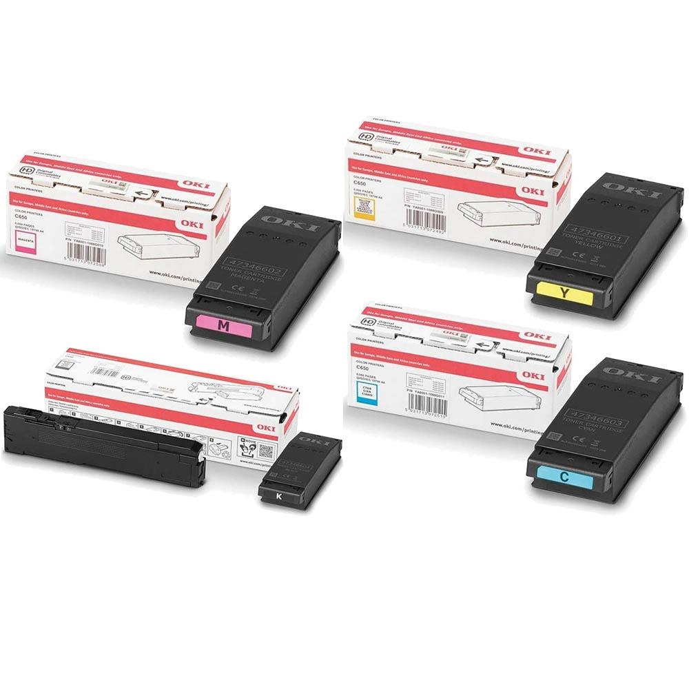 4 Pack Genuine OKI C650 C650dn Toner Cartridge Set