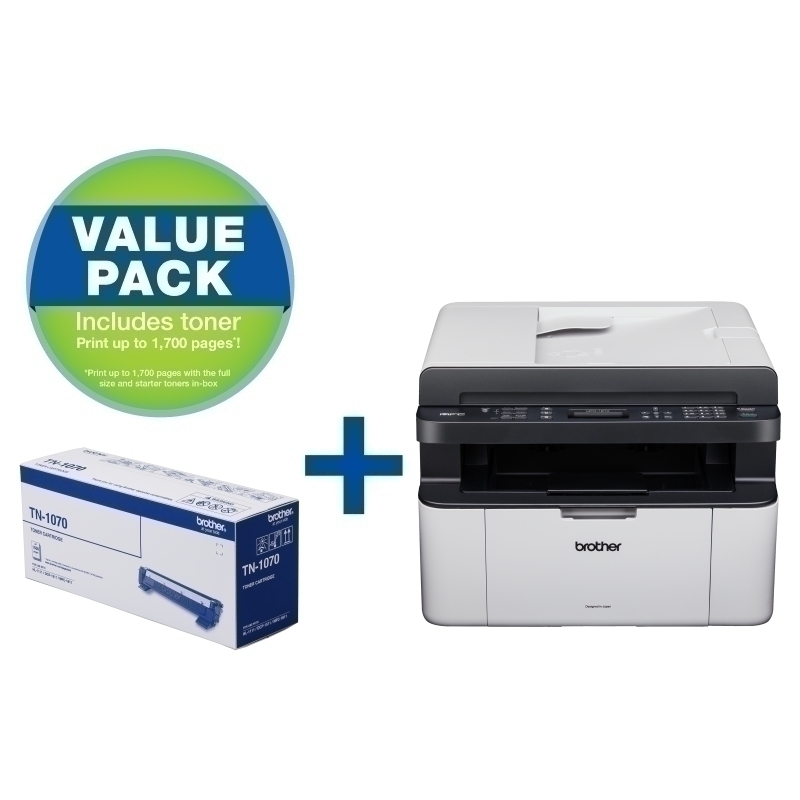 Brother MFC-1810 Mono Multi-Function Printer Value Pack Included Full Size and Starter Toner