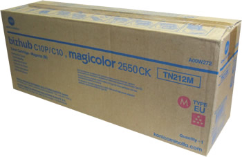 1 x Genuine Konica Minolta Bizhub C10 Magenta Toner Cartridge TN212M A00W282