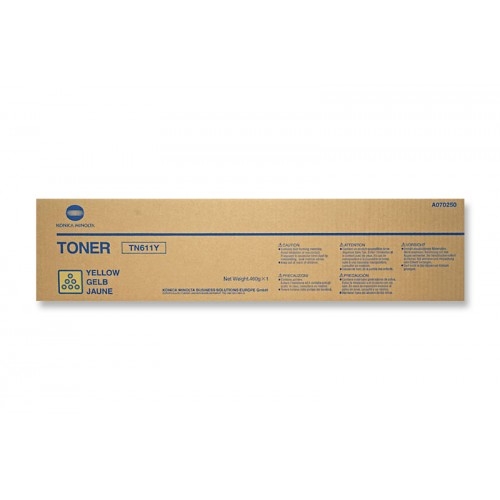 1 x Genuine Konica Minolta Bizhub C451 C550 C650 Yellow Toner Cartridge TN611Y A070250