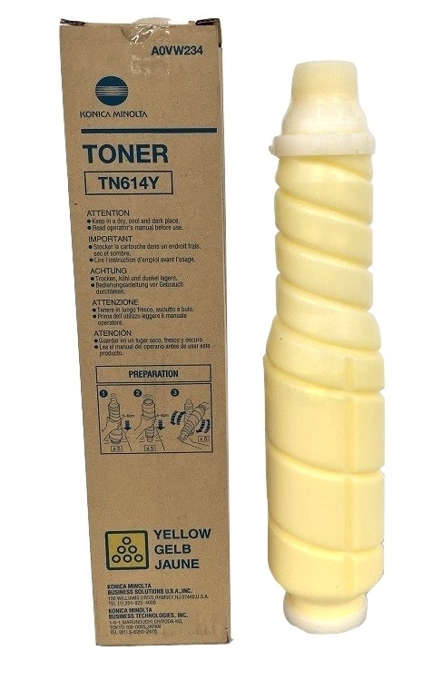 1 x Genuine Konica Minolta Bizhub Pro C65HC Yellow Toner Cartridge TN614Y A0VW234
