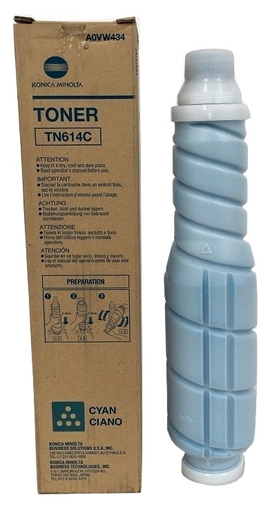 1 x Genuine Konica Minolta Bizhub Pro C65HC Cyan Toner Cartridge TN614C A0VW434