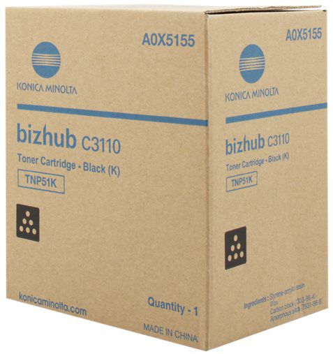 1 x Genuine Konica Minolta Bizhub C3110 Black Toner Cartridge TNP51K A0X5195